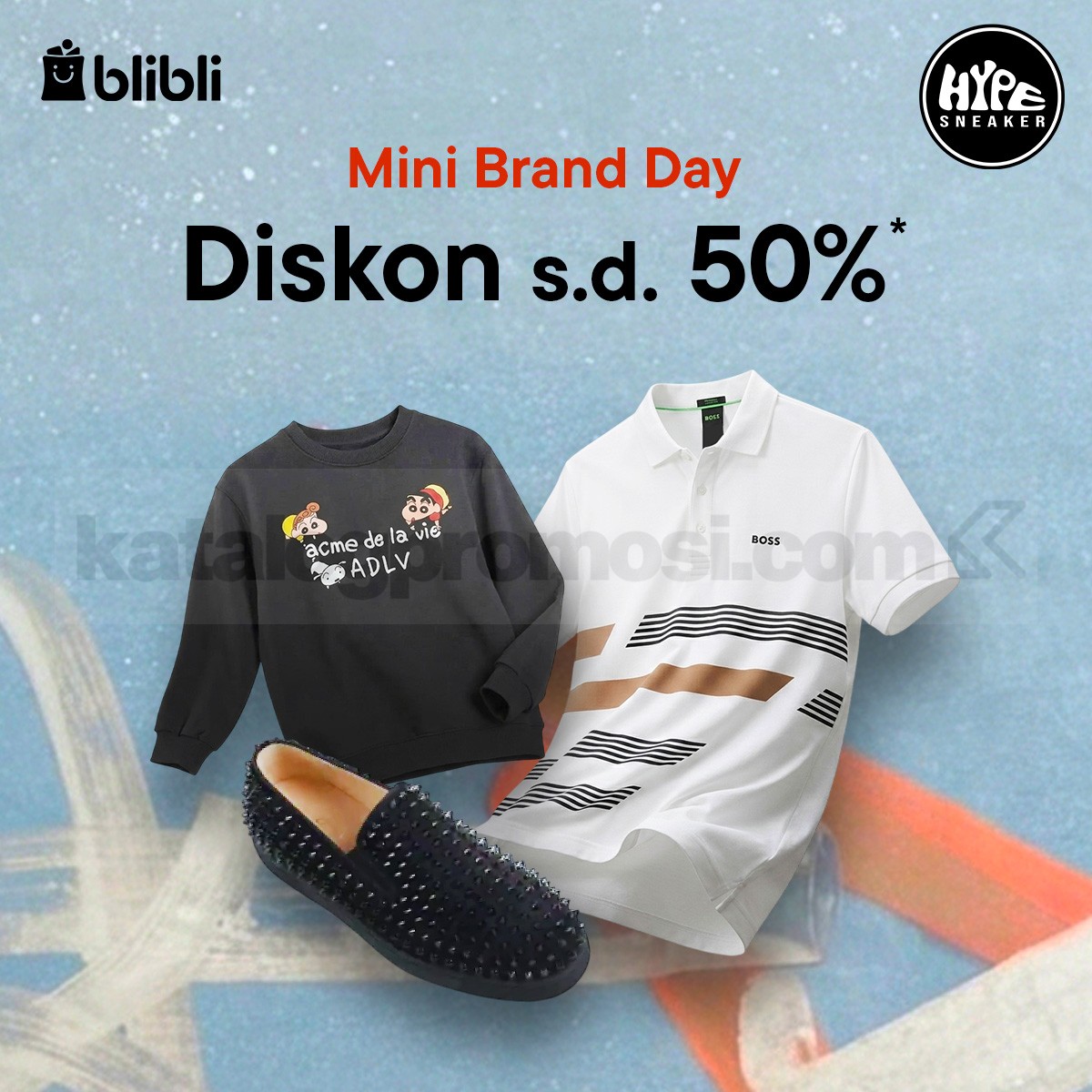 Promo HYPESNEAKER Mini Brand Day Diskon hingga 50% Promo HYPESNEAKER Mini Brand Day diskon hingga 50% untuk sneakers, streetwear, dan sportswear di Blibli.