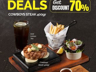 Promo Justus Steakhouse Shocking Deals Diskon 70% Cowboy Steak + Free Iced Lemon Tea