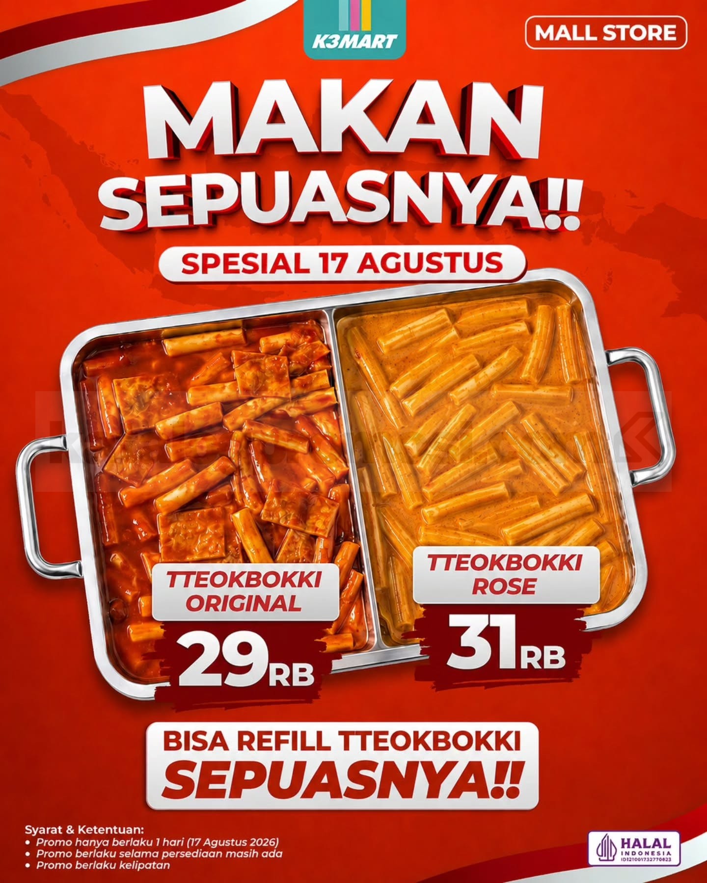 Promo K3Mart Makan Sepuasnya Tteokbokki Mulai Rp. 27.000 Promo K3Mart Makan Sepuasnya Tteokbokki Mulai Rp. 27.000 1