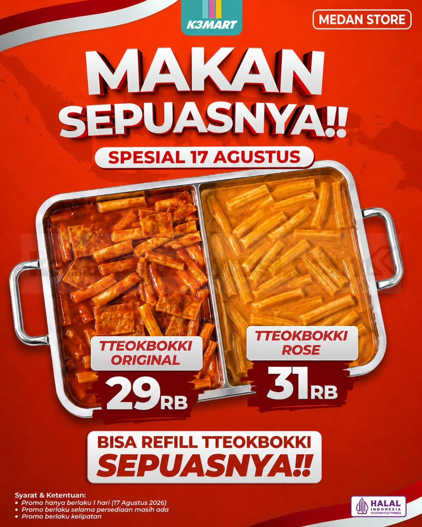 Promo K3Mart Makan Sepuasnya Tteokbokki Mulai Rp. 27.000 Promo K3Mart Makan Sepuasnya Tteokbokki Mulai Rp. 27.000 2