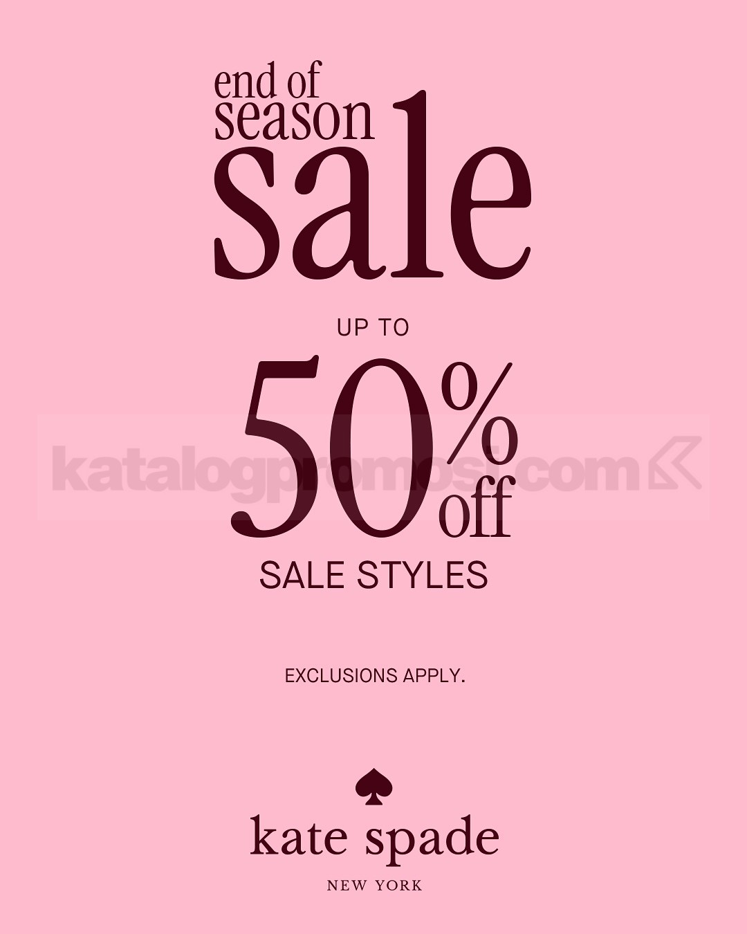 Promo KATE SPADE End of Season Sale Diskon hingga 50% + 10% promo KATE SPADE End of Season Sale diskon hingga 50% tambahan 10% untuk member Kanmo Circle dan BCA