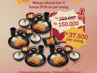 Promo Katsunyaka LIBUR4N HEM4T makan berempat Rp. 150.000 dengan chicken katsu set dan ocha refill