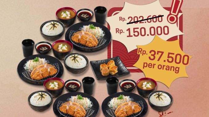 Promo Katsunyaka LIBUR4N HEM4T makan berempat Rp. 150.000 dengan chicken katsu set dan ocha refill