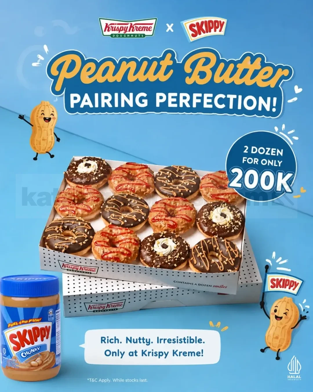 Promo Krispy Kreme x Skippy 2 Dozen Rp200.000 Promo Krispy Kreme x Skippy 2 dozen Rp200.000 selama persediaan masih ada