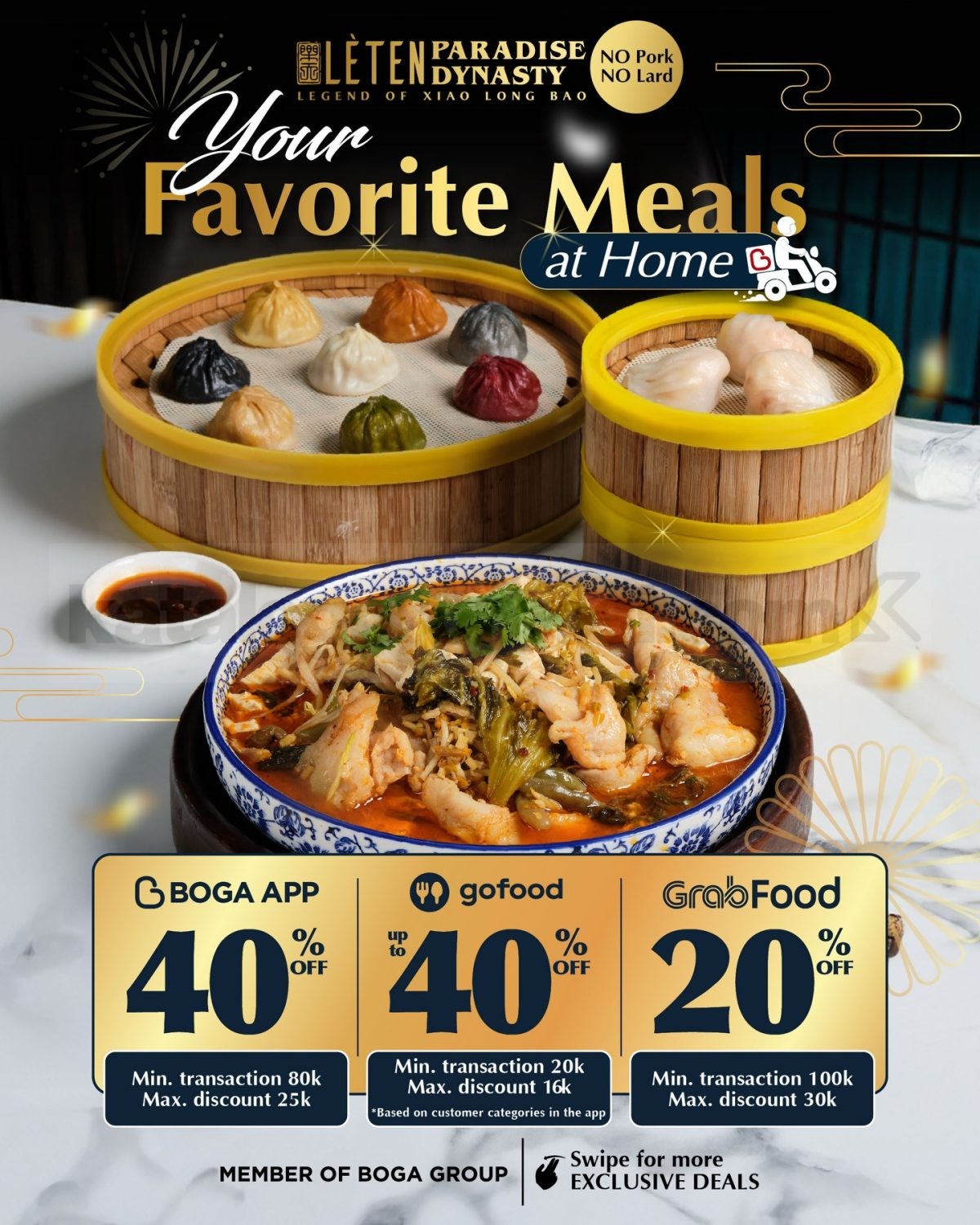 Promo Leten Paradise Dynasty Delivery Diskon hingga 40% Promo Leten Paradise Dynasty Delivery Diskon hingga 40% via BOGA App, GoFood, dan GrabFood