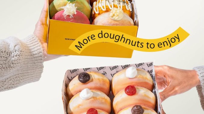 Promo Luna’s Doughnuts Grand Opening Buy 1 Get 1 Free ½ dozen Mix + ½ dozen Classic cuma Rp. 99.000