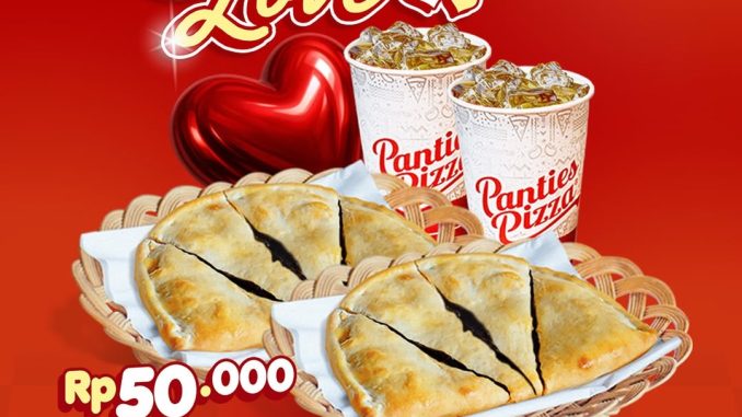 Promo Panties Pizza Cheese Love Rp. 50.000 paket 2 pizza dan 2 minum Valentine