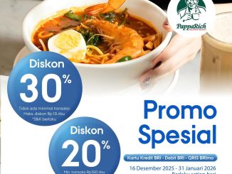 Promo PappaRich BRI diskon hingga 30% dengan Kartu BRI dan BRImo di Medan