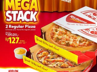 Promo Richeese Pizza Mega Stack 2 regular pizza Rp127.273 atau 4 regular pizza Rp236.364 di outlet Bandung