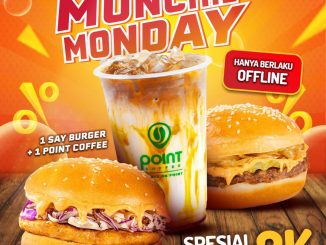 Promo SAY BURGER x POINT COFFEE Munchie Monday diskon Rp2.000 berlaku setiap Senin September 2025 di Indomaret