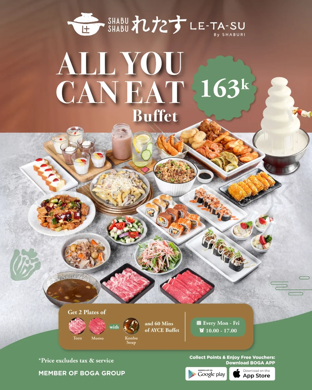 Promo SHABU SHABU LETASU ALL YOU CAN EAT Buffet Rp. 163.000 Promo SHABU SHABU LETASU ALL YOU CAN EAT Buffet Rp. 163.000 dengan 70+ menu dan benefit Toro Momo
