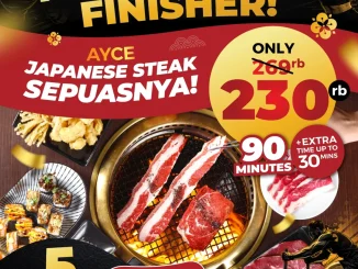 Promo Shaburi Kintan Buffet Hybrid Race AYCE mulai Rp. 195.000 dengan bonus waktu makan hingga 30 menit.