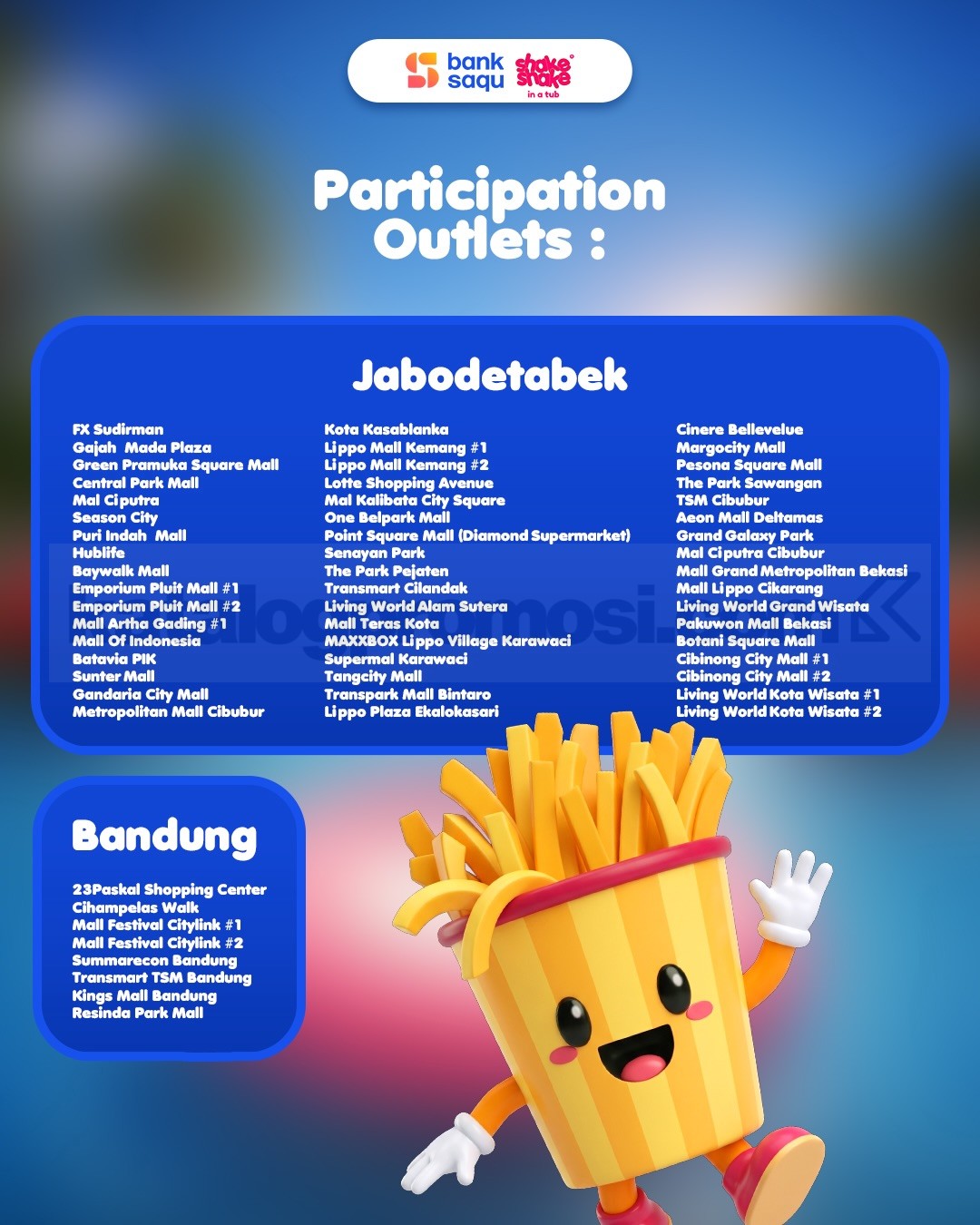 Promo Shake Shake in a Tub Bank Saqu Regular Fries Rp. 9.900 Promo Shake Shake in a Tub Bank Saqu Regular Fries Rp. 9.900 1