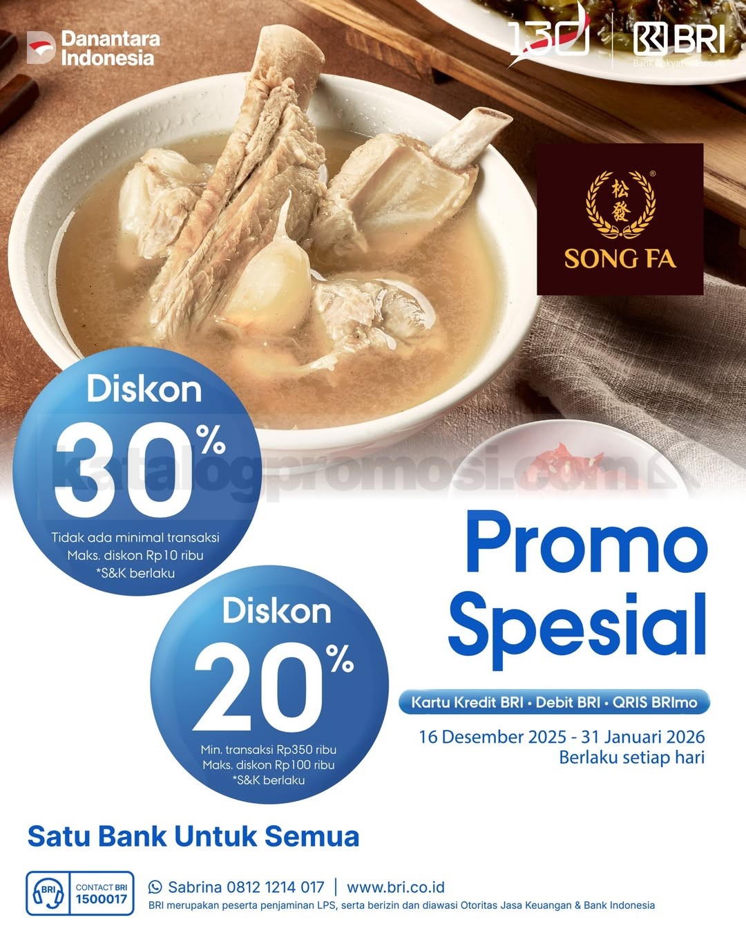 Promo Song Fa BRI Diskon hingga Rp. 100.000 Promo Song Fa BRI diskon hingga Rp. 100.000 dengan Kartu BRI dan BRImo