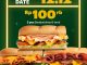 Promo Subway Double Date 12.12 3 Sandwich Rp. 100.000 dengan pilihan menu Chicken Slice Beef Slice Chick N Chick Egg Mayo dan Tuna Mayo.