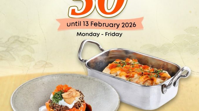 Promo Sushi Tei Weekday Feast diskon hingga 50% dengan harga menu pilihan mulai Rp. 31.000
