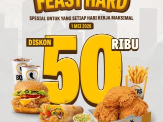 Promo Texas Chicken Labour Day Diskon Rp. 50.000 untuk semua menu minimum belanja Rp. 200.000