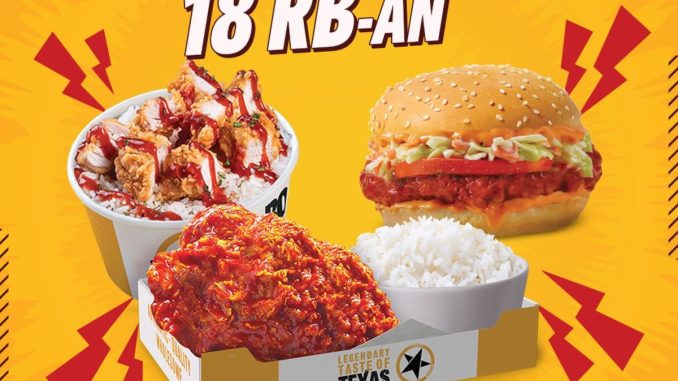 Promo Texas Chicken November Flash mulai Rp. 18.182 dengan pilihan chicken, ricebowl, dan burger lengkap minuman
