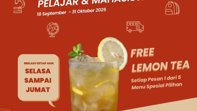 Promo Dookki Spesial Pelajar & Mahasiswa - Free Lemon Tea 1