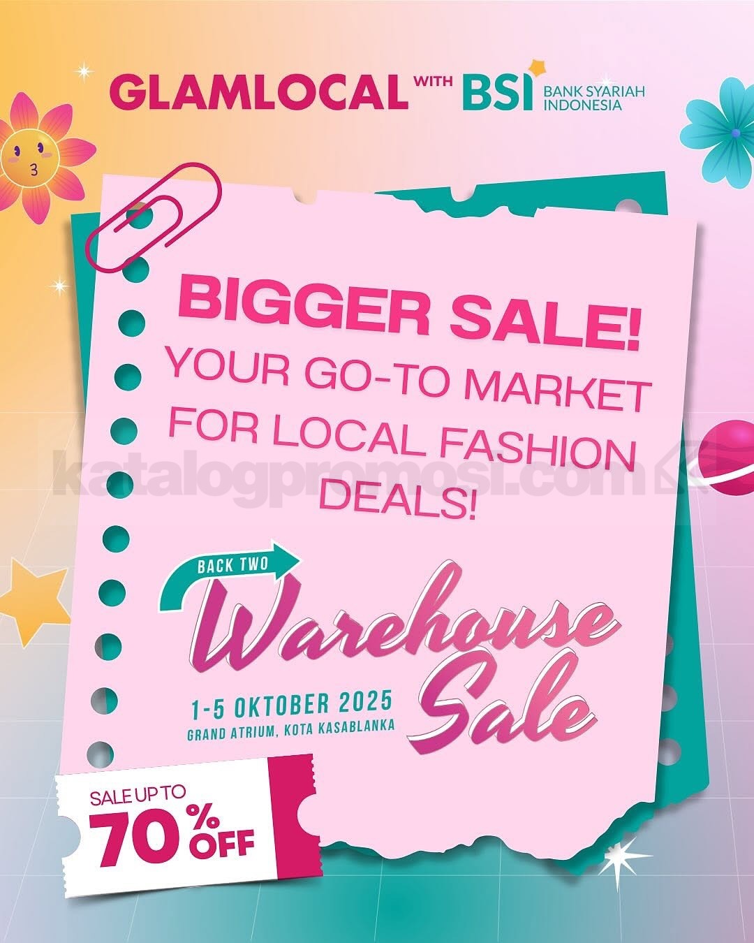Promo GLAMLOCAL Warehouse Sale with BSI Diskon hingga 70%