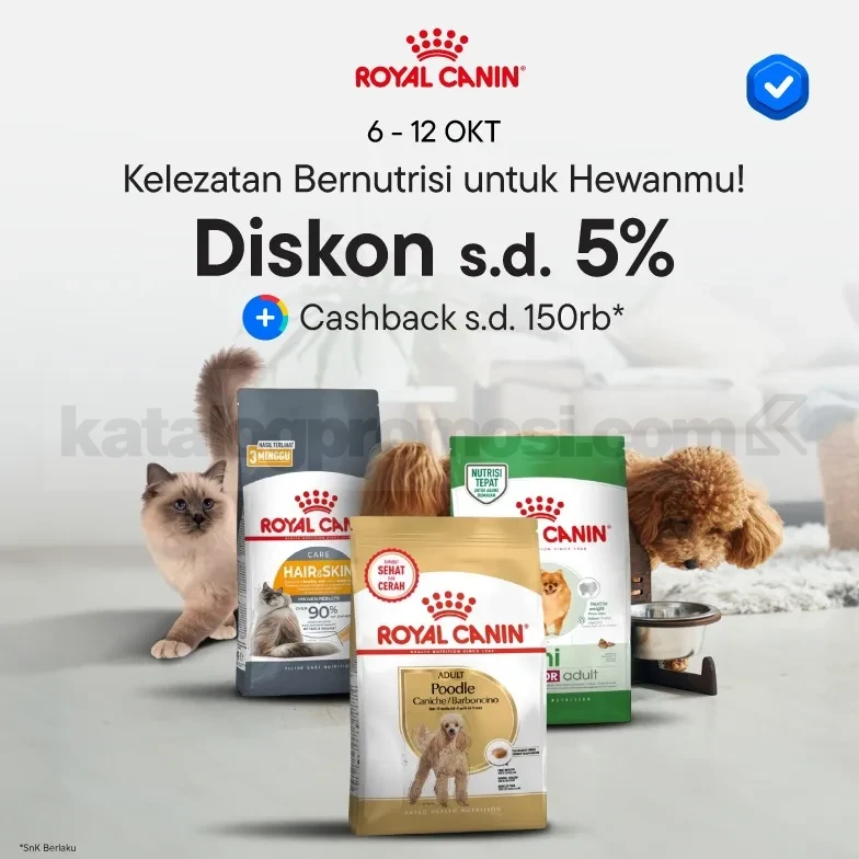 Promo Royal Canin di Blibli Diskon hingga 5% + Cashback 150K 