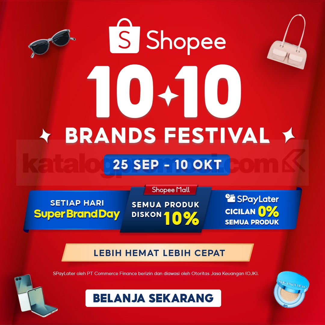 Promo Shopee 10.10 Brands Festival SUPER BRAND DAY + SEMUA PRODUK DISKON 10%!
