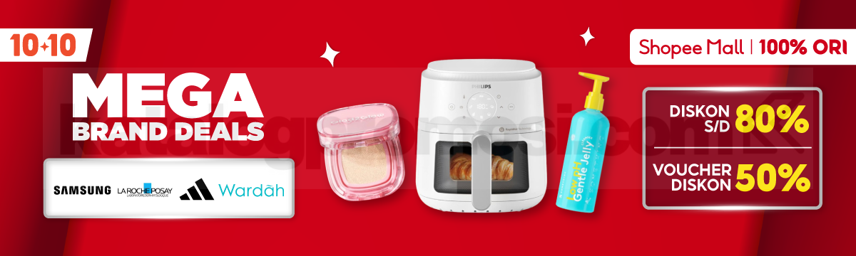 Promo Shopee 10.10 Mega Brand Deals Diskon hingga 80% + Voucher 50%