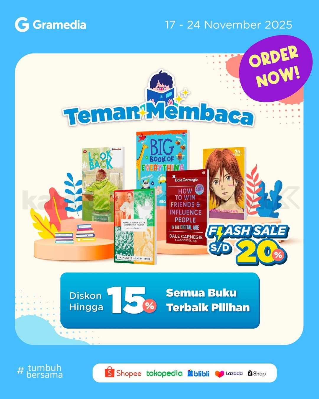Promo Teman Membaca Gramedia Diskon 25% + Flash Sale 30%