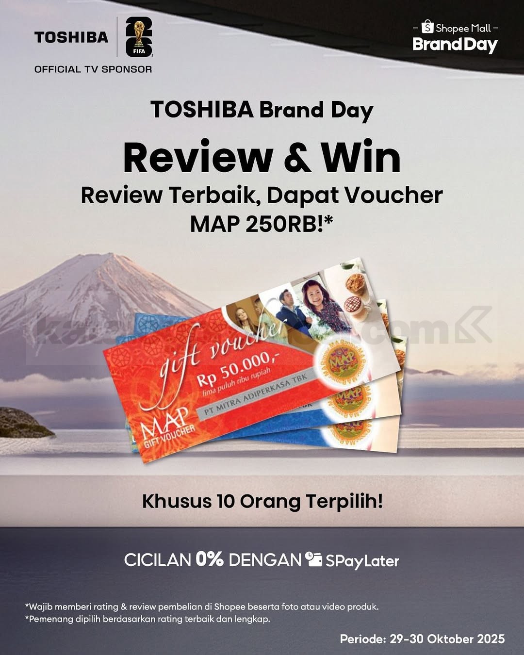 Promo Toshiba Shopee Brand Day Diskon 60% + Voucher Ekstra dan Hadiah Gratis