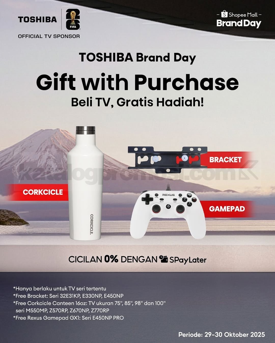 Promo Toshiba Shopee Brand Day Diskon 60% + Voucher Ekstra dan Hadiah Gratis