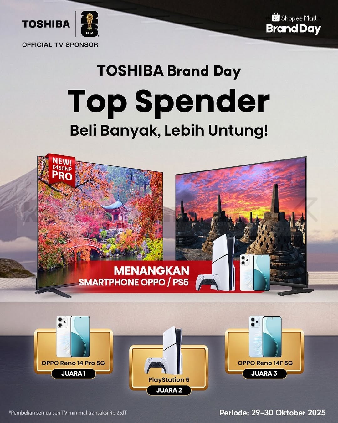 Promo Toshiba Shopee Brand Day Diskon 60% + Voucher Ekstra dan Hadiah Gratis
