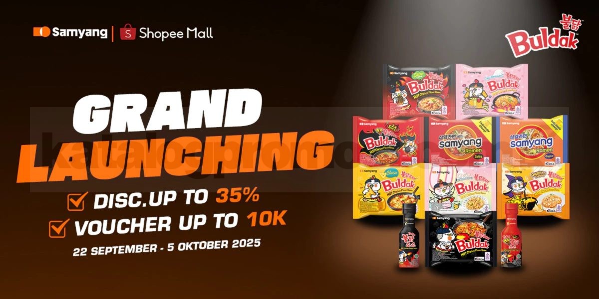 Samyang Hadir di Shopee! Promo Grand Launching Diskon 35% + Voucher 10K 