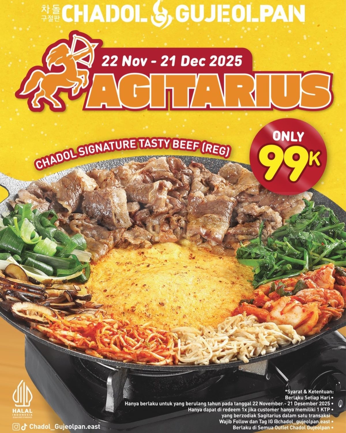 Promo Chadol Gujeolpan Spesial Zodiak Sagitarius Chadol Signature Tasty Beef hanya 99K Promo Chadol Gujeolpan Spesial Zodiak Sagitarius Chadol Signature Tasty Beef hanya 99K 1