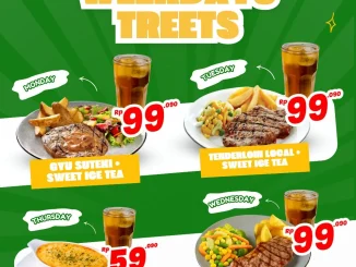 Promo Abuba Steak Weekdays Treets menu mulai Rp. 59.090 dengan pilihan menu berbeda setiap hari.
