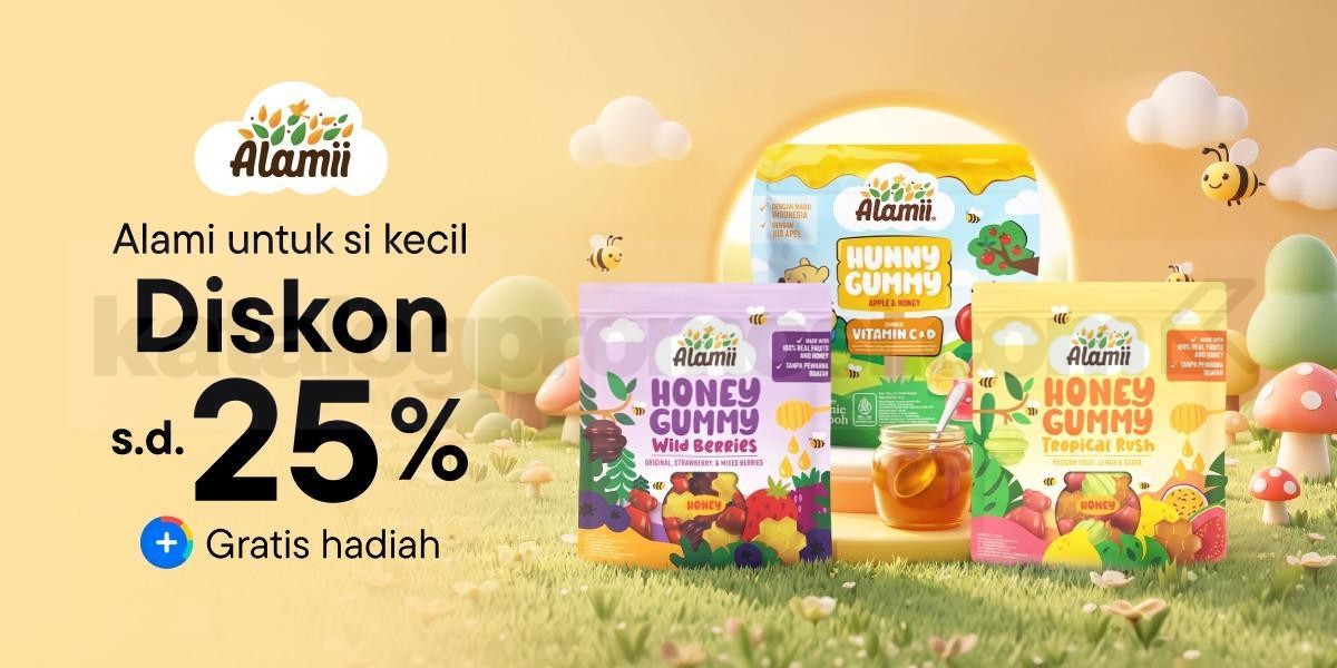 Promo Alamii Diskon hingga 25% + Gratis Hadiah Promo Alamii diskon hingga 25% dan gratis hadiah untuk camilan si kecil di Blibli