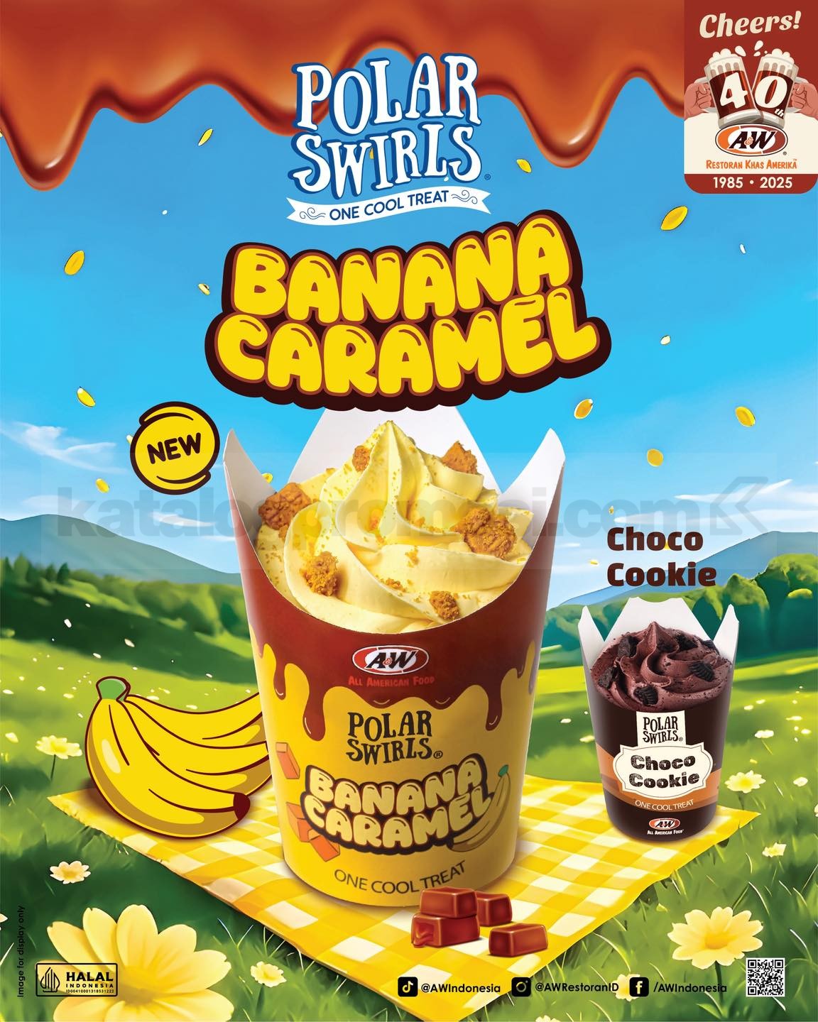 Promo A&W NEW! Polar Swirls Banana Caramel Mulai Rp. 17.500 Promo A&W NEW! Polar Swirls Banana Caramel mulai Rp. 17.500 dengan es krim pisang dan caramel.
