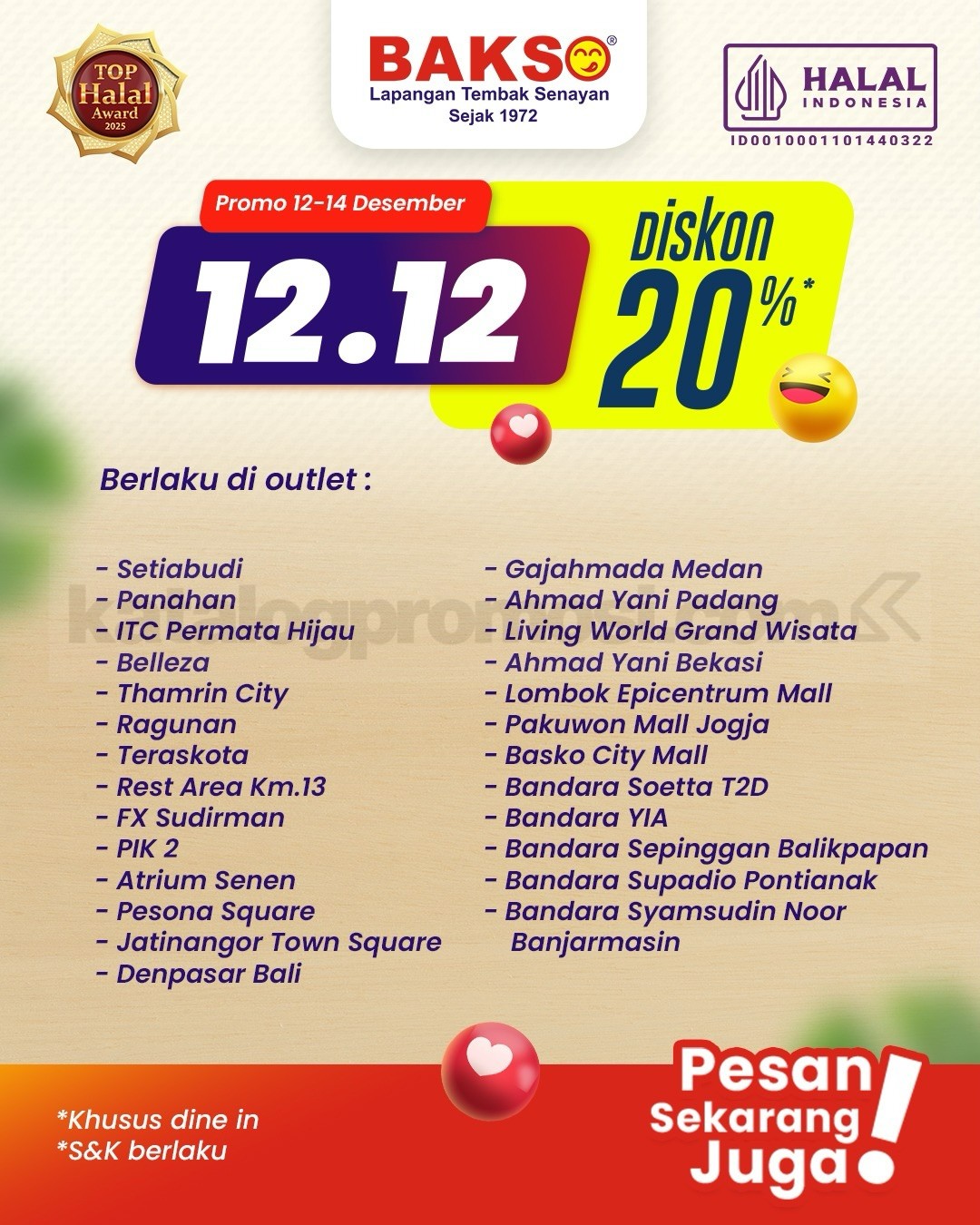 Promo Bakso Lapangan Tembak Senayan 12.12 Diskon 20% Promo Bakso Lapangan Tembak Senayan 12.12 Diskon 20% 2