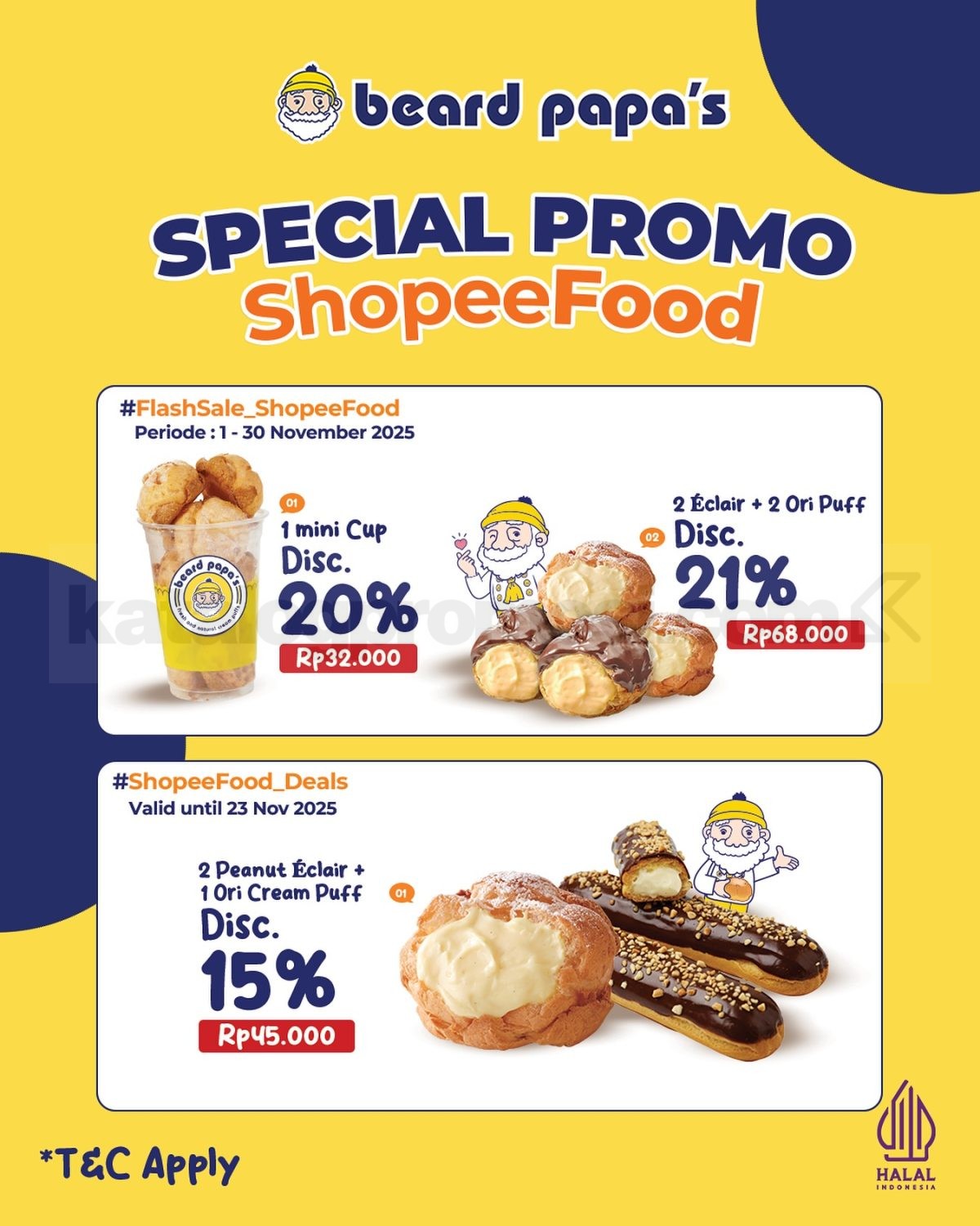 Promo Beard Papa’s ShopeeFood Cream Puff & Éclair Mulai Rp.32.000 Promo Beard Papa’s ShopeeFood Cream Puff & Éclair mulai Rp.32.000 tersedia lewat ShopeeFood