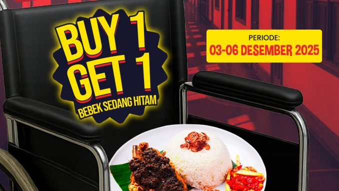 Promo Bebek Carok Buy 1 Get 1 Bebek Sedang Hitam berlaku 3–6 Desember 2025 di beberapa outlet