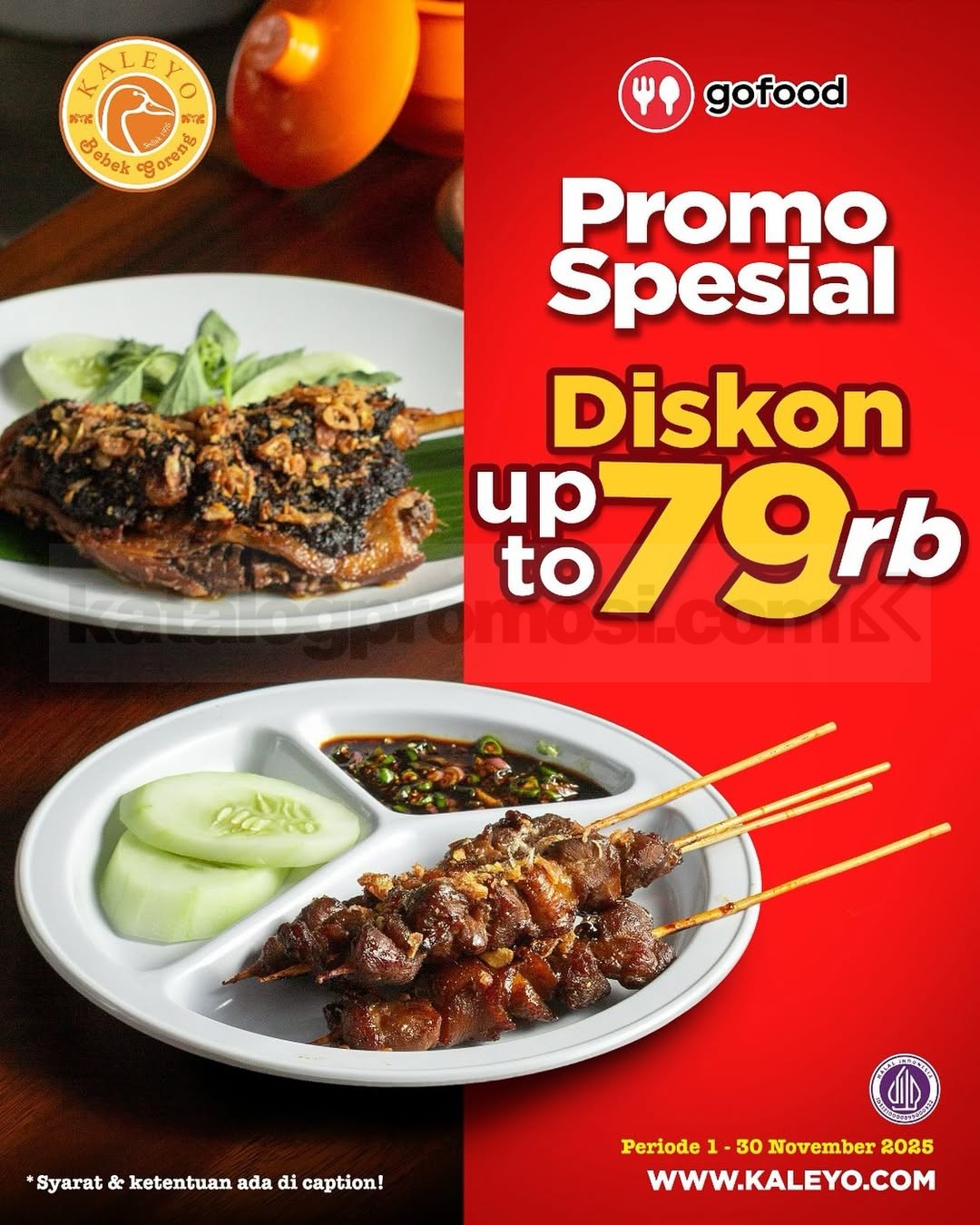 Promo Bebek Kaleyo GoFood Diskon Hingga Rp 79.000 Promo Bebek Kaleyo GoFood Diskon Hingga Rp. 79.000 hemat & praktis setiap hari sampai 30 November 2025