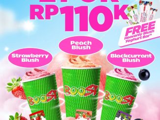 Promo Boost x Heavenly Blush Smoothies 2 for Rp.110.000 plus gratis yoghurt bar di seluruh outlet