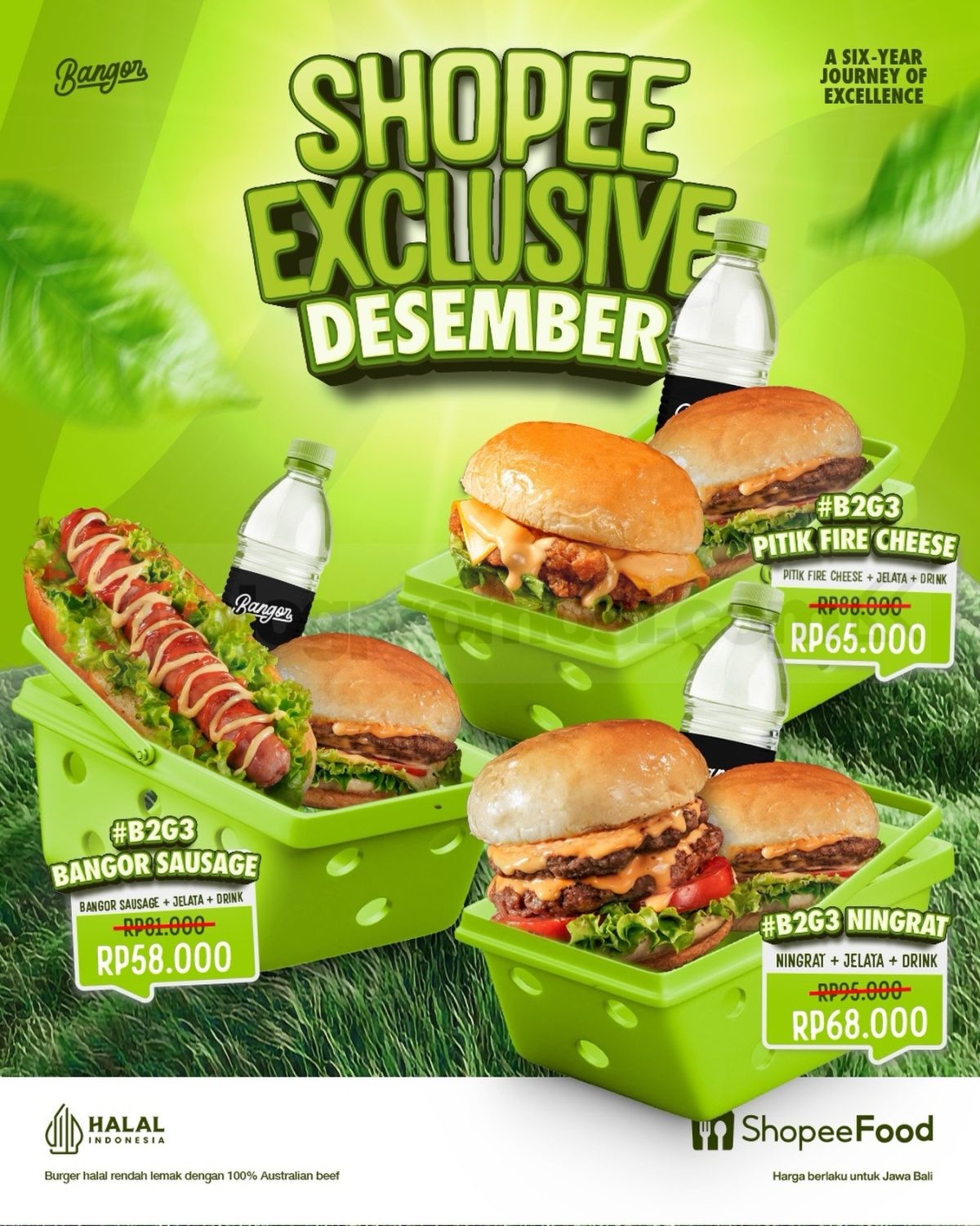 Promo Burger Bangor Shopee Exclusive Desember mulai Rp. 58.000 Promo Burger Bangor Shopee Exclusive Desember mulai Rp. 58.000 paket B2G3 via ShopeeFood