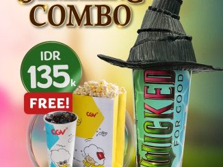 Promo CGV Ozmazing Combo Rp. 135.000 berisi popcorn, minuman, dan cup Wicked dengan double cashback points bagi member Gold & VIP.