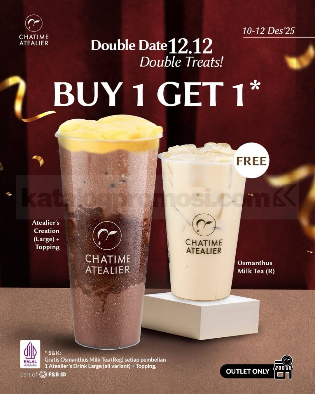 Promo Chatime Atealier Double Date 12.12 Buy 1 Get 1 Free Promo Chatime Atealier Double Date 12.12 Buy 1 Get 1 Free gratis Osmanthus Milk Tea