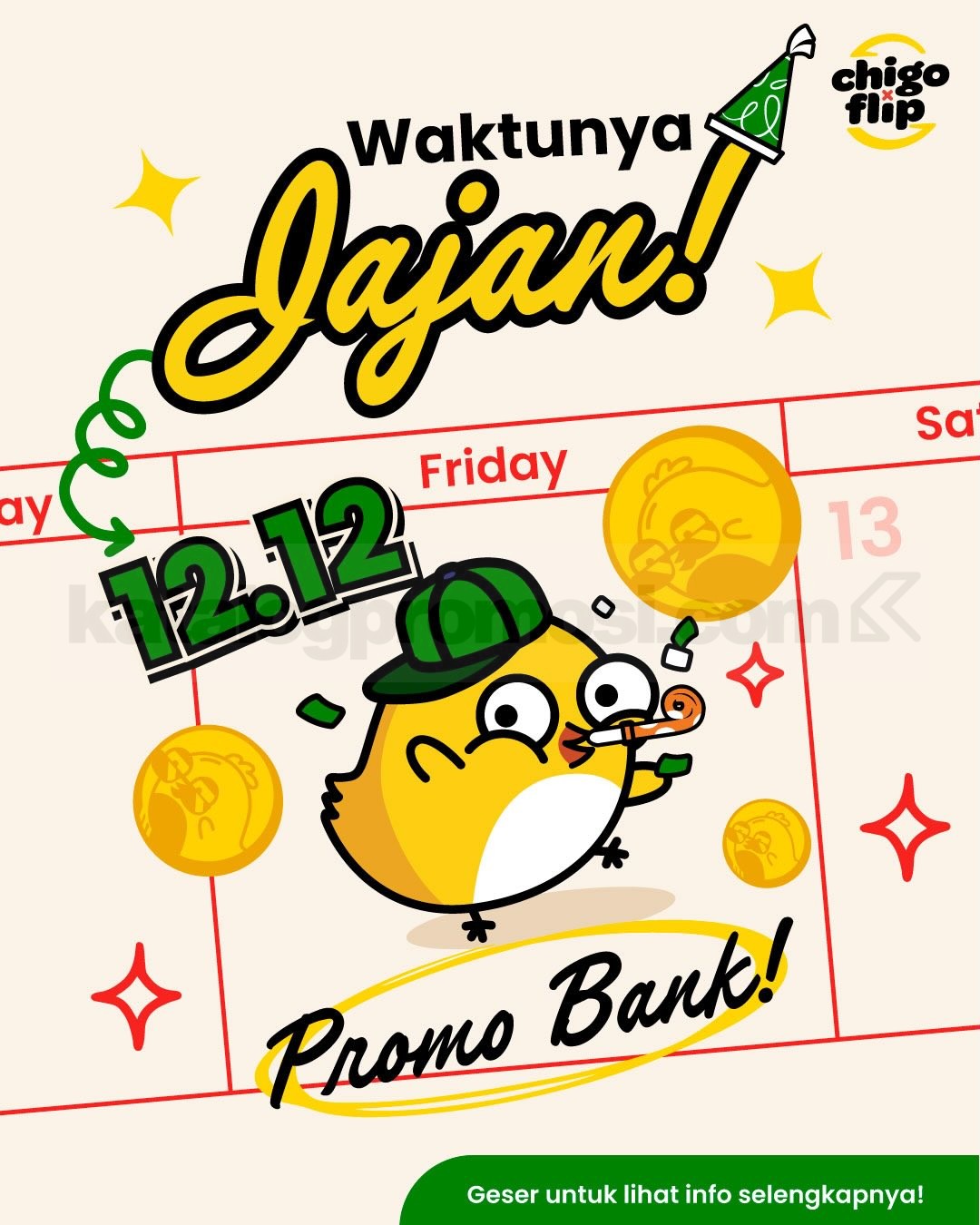 Promo Chigo x Flip 12.12 Cashback & Diskon 50% Promo Chigo x Flip 12.12 Cashback & Diskon 50% 1