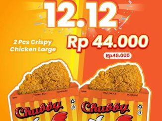 Promo Chubby 12.12 Large Crispy Chicken 2pc Rp. 44.000 berlaku 12 Desember 2025 di outlet tertentu.