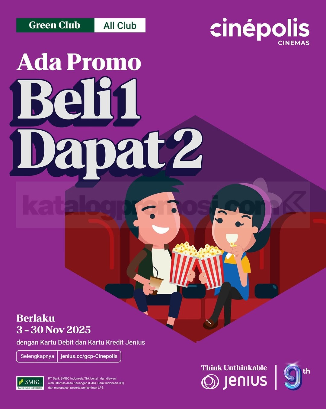 Promo Cinépolis x Jenius Beli 1 Dapat 2 Tiket Nonton Promo Cinépolis x Jenius Beli 1 Dapat 2 Tiket nonton di seluruh outlet Cinepolis