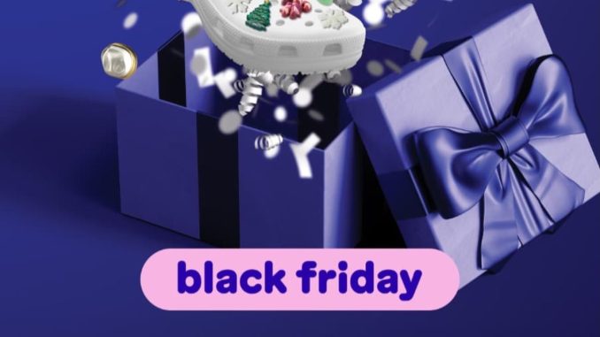 Promo Crocs Black Friday Deals Diskon 50% second item berlaku 28 November – 1 Desember 2025 untuk pembelian dua produk harga normal.