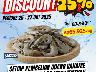 Promo Diamond Supermarket udang vaname diskon 25% berlaku 25–27 Oktober 2025 di cabang Artha, Poins, dan Revo