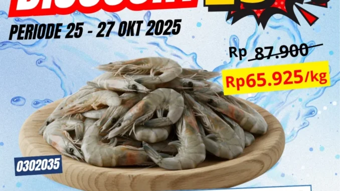 Promo Diamond Supermarket udang vaname diskon 25% berlaku 25–27 Oktober 2025 di cabang Artha, Poins, dan Revo